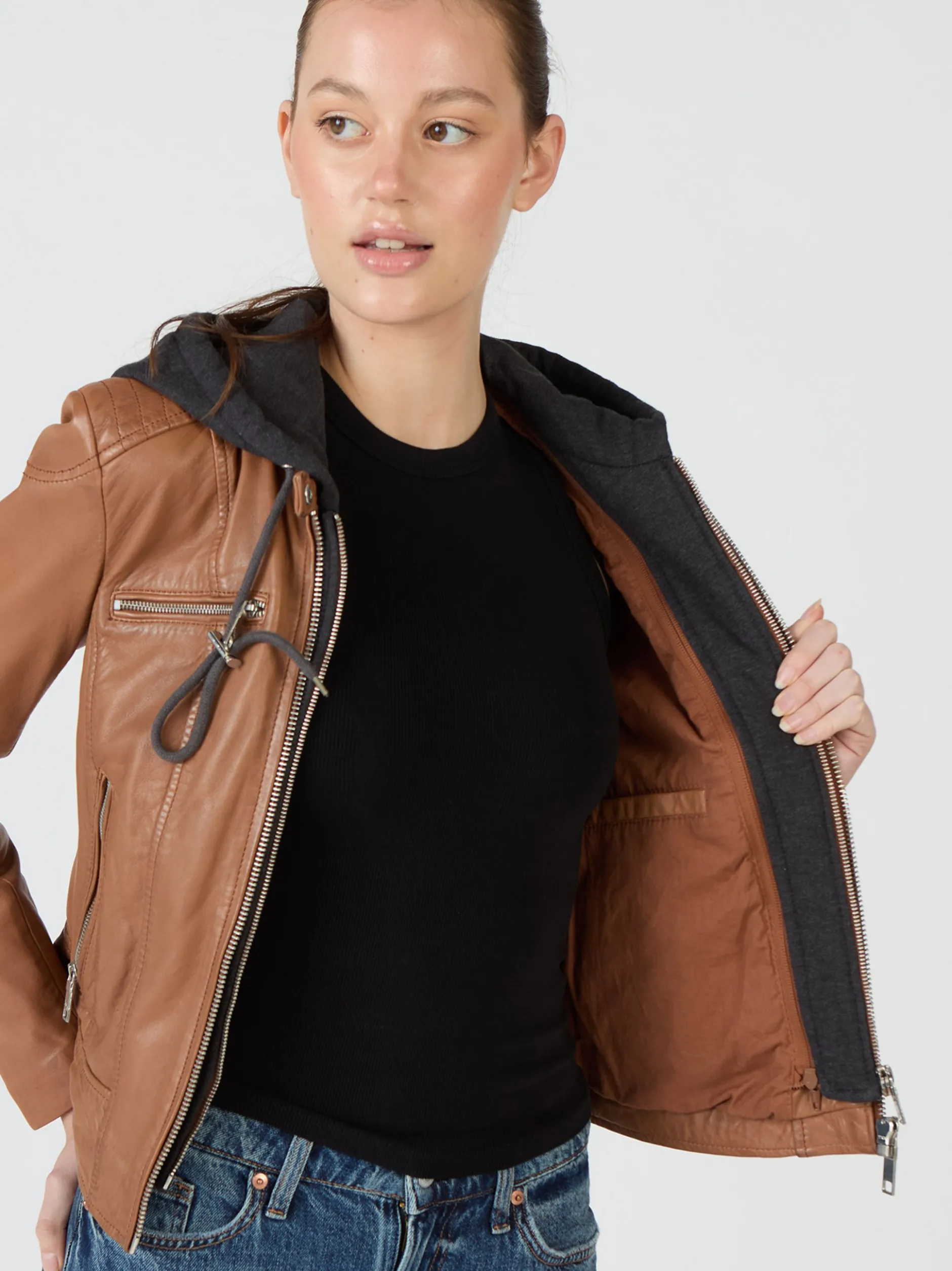 Maze Damen Lederjacke in cognac