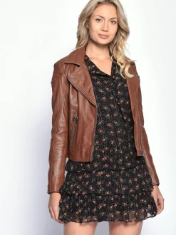 Maze Damen Lederjacke in cognac