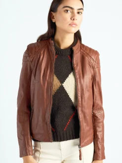 Maze Damen Lederjacke in cognac