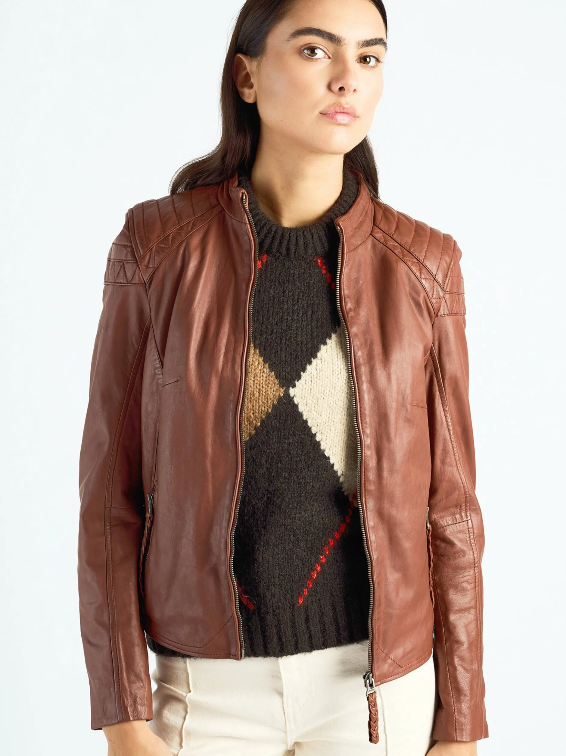 Maze Damen Lederjacke in cognac
