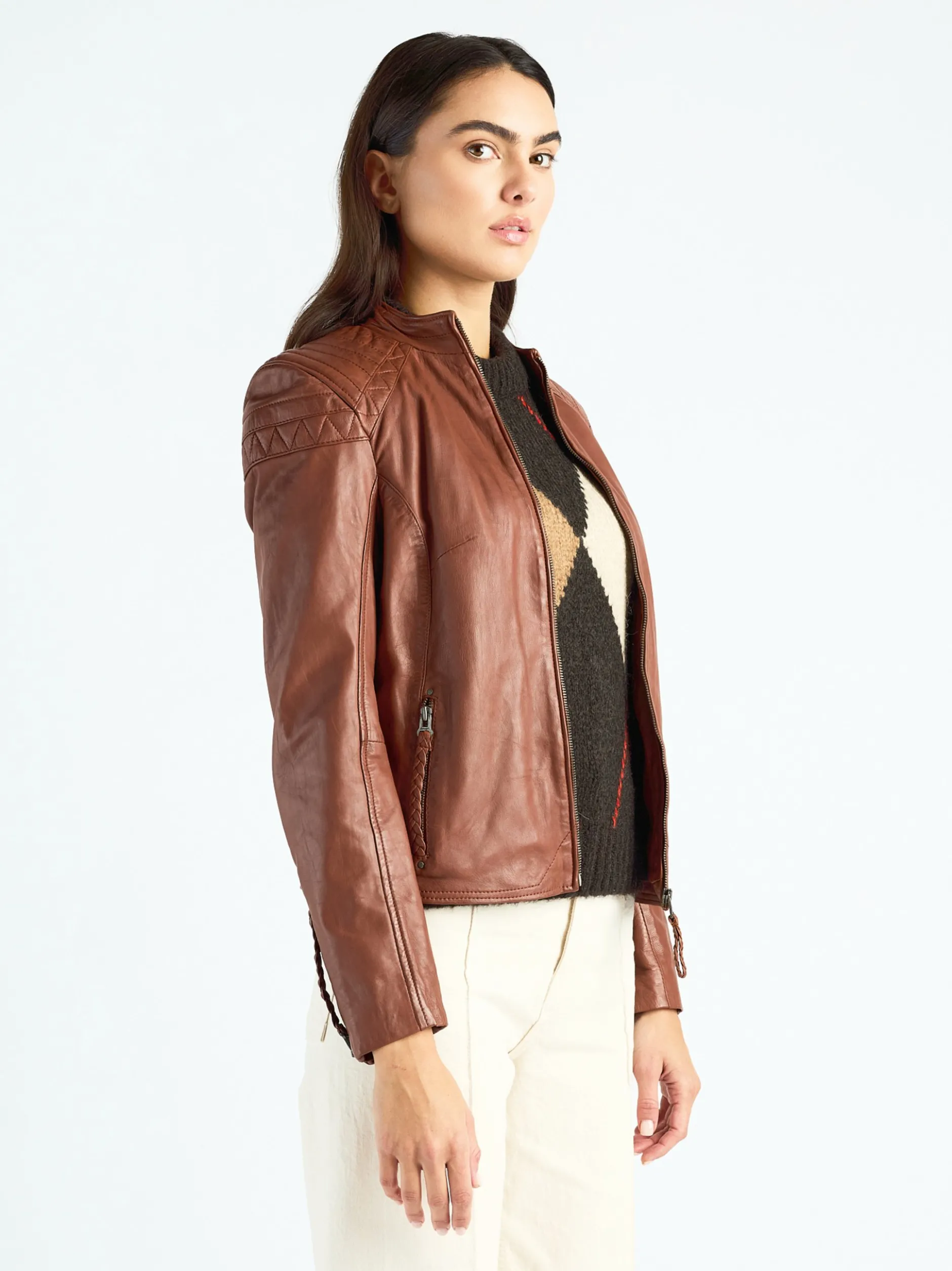 Maze Damen Lederjacke in cognac