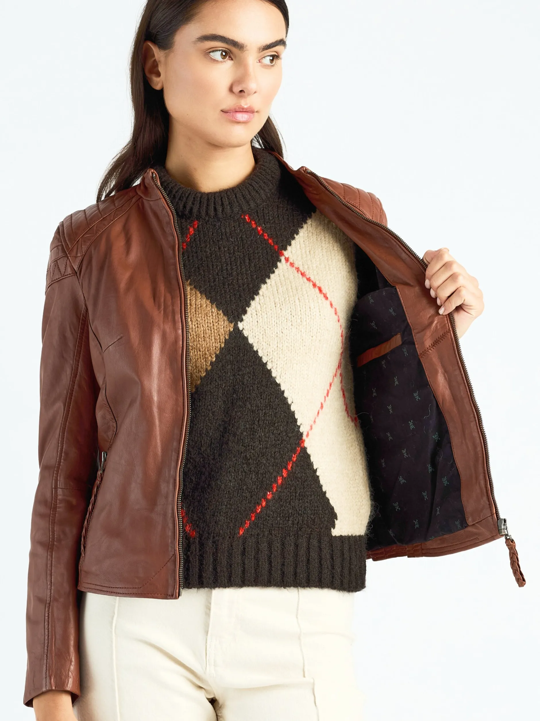 Maze Damen Lederjacke in cognac