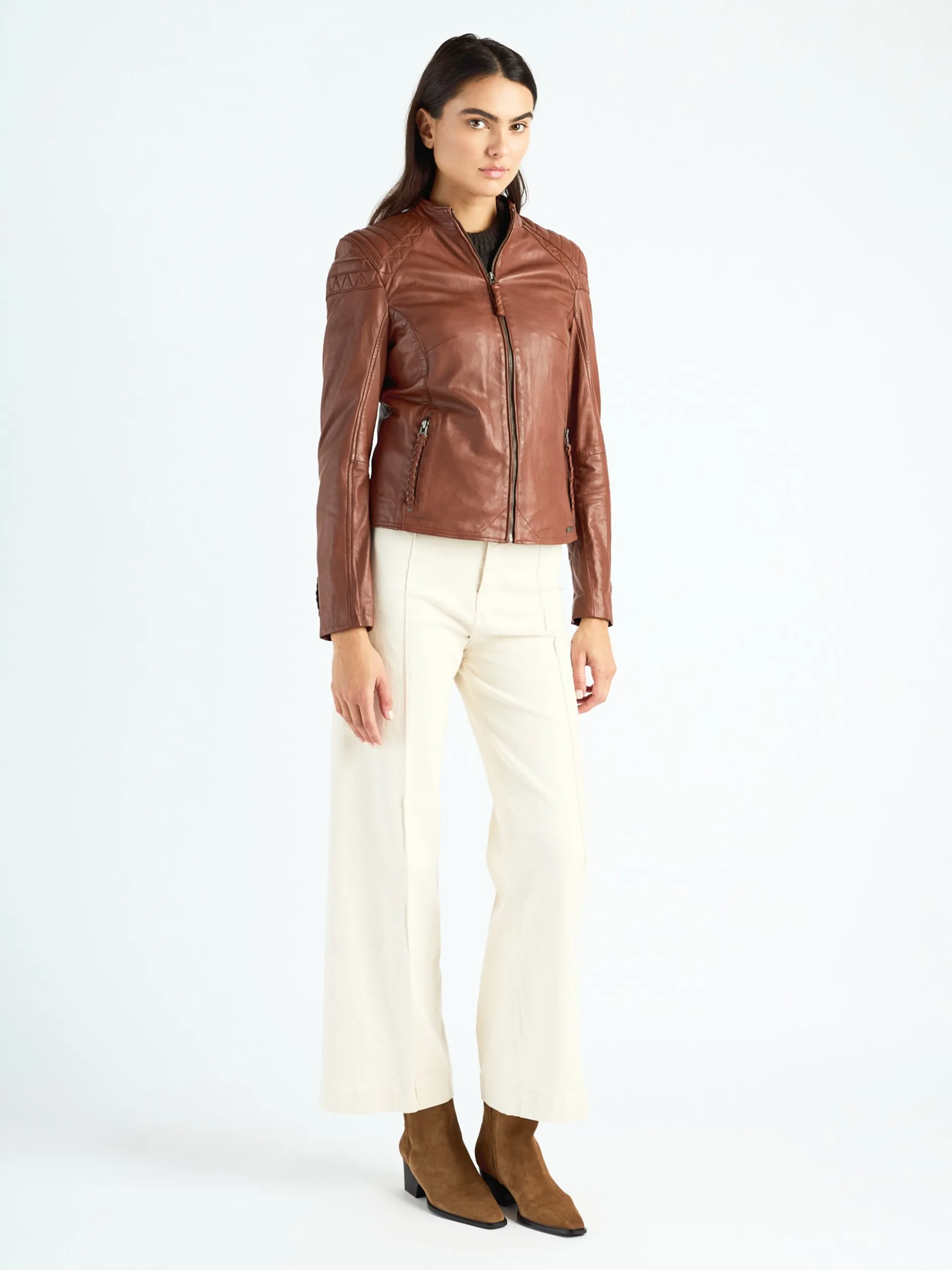 Maze Damen Lederjacke in cognac