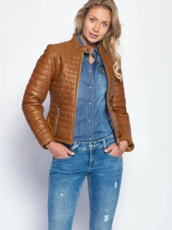 Maze Damen Lederjacke in cognac