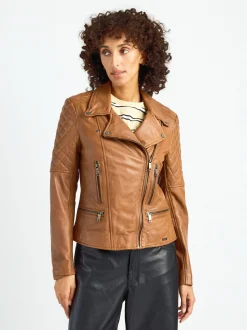 Maze Damen Lederjacke in cognac