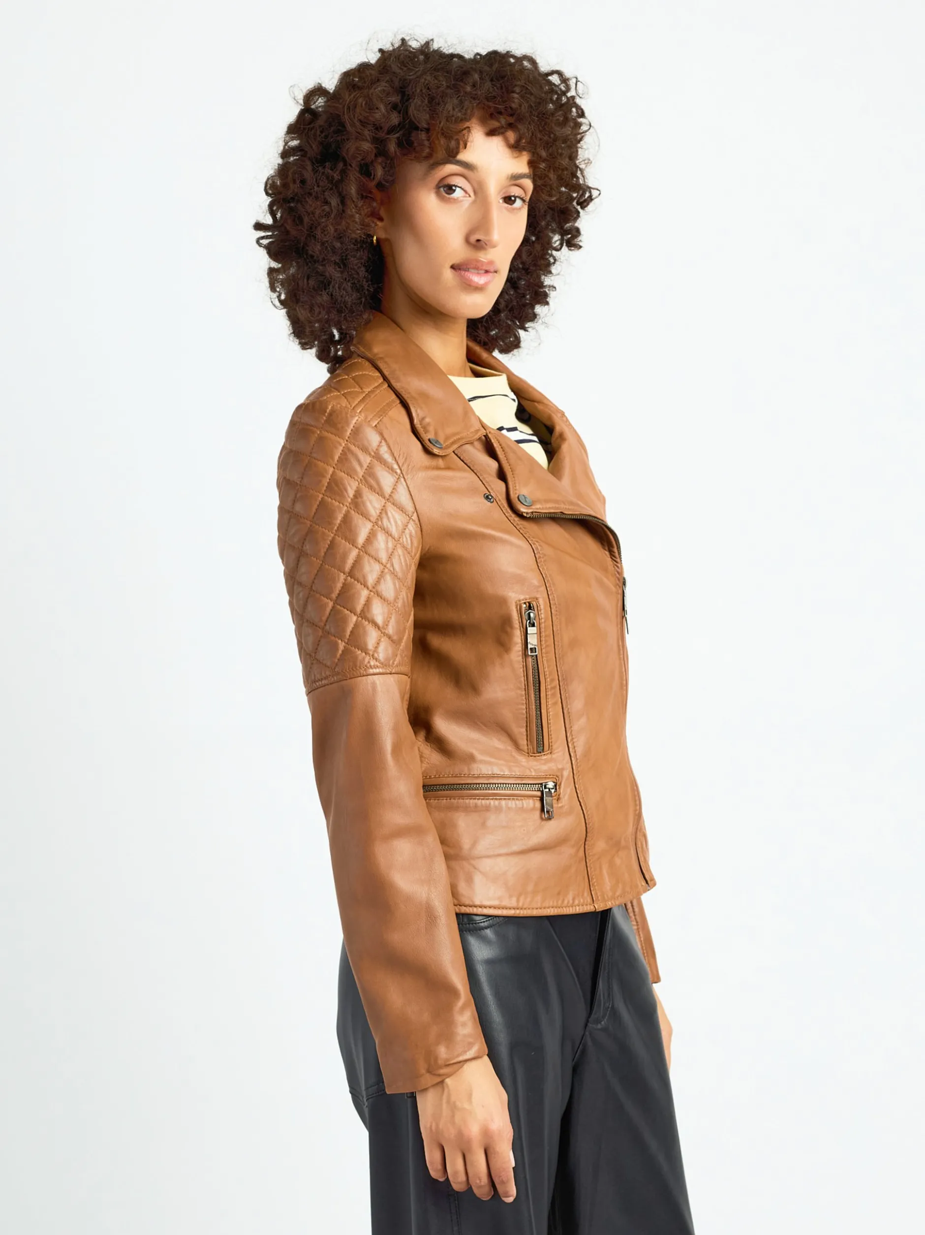 Maze Damen Lederjacke in cognac