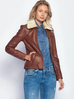 Maze Damen Lederjacke in cognac