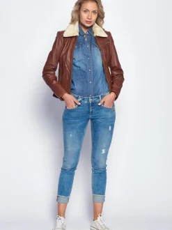 Maze Damen Lederjacke in cognac
