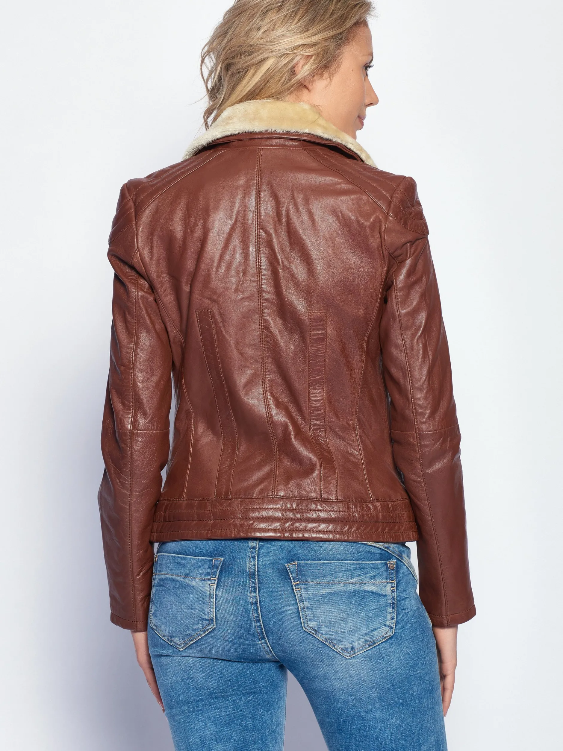 Maze Damen Lederjacke in cognac