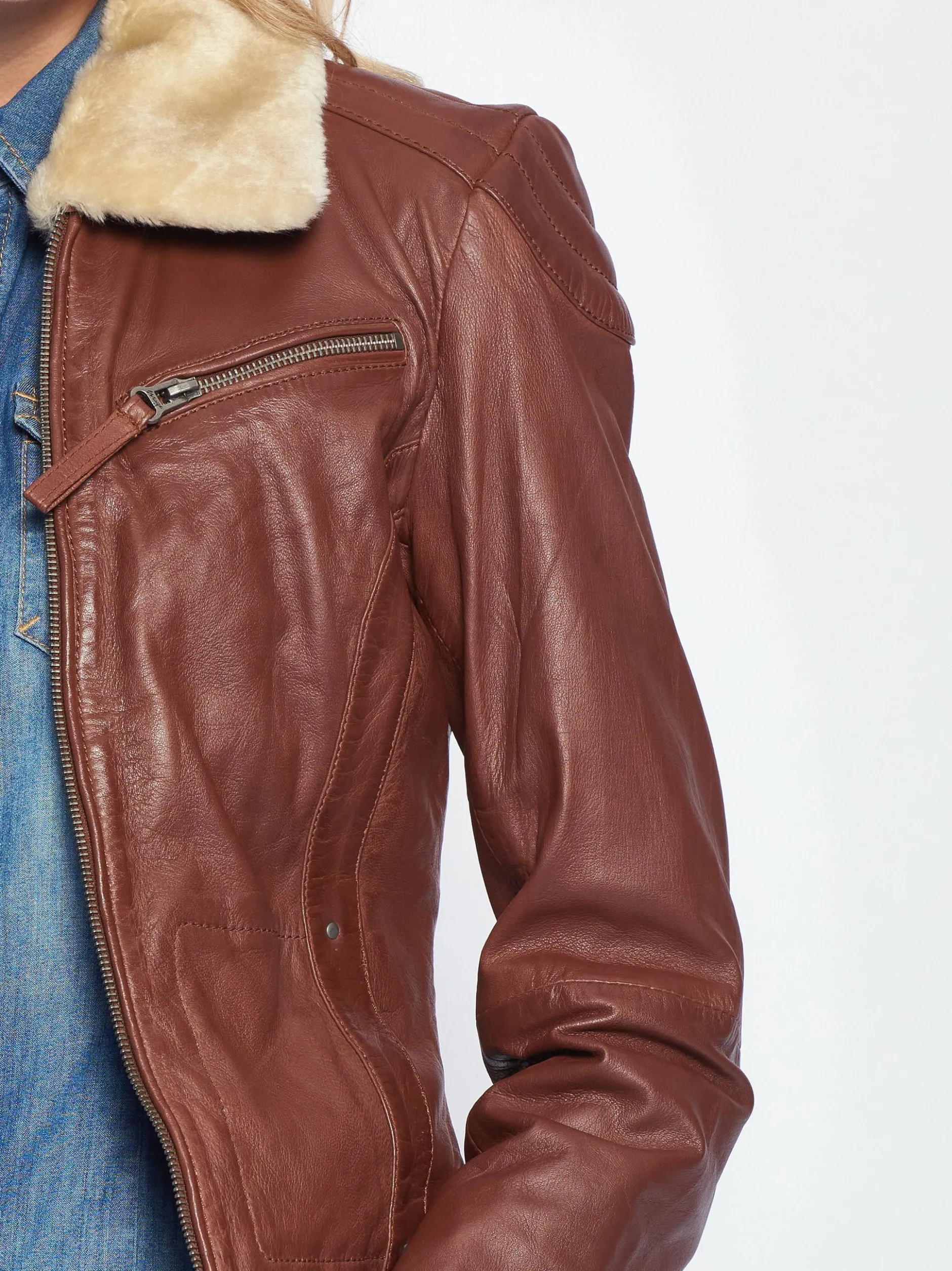 Maze Damen Lederjacke in cognac