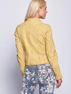 Maze Damen Lederjacke in gelb