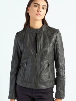 Maze Damen Lederjacke in grau