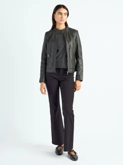 Maze Damen Lederjacke in grau