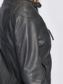 Maze Damen Lederjacke in grau