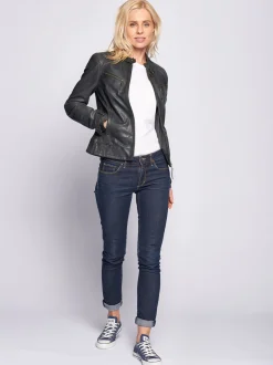 Maze Damen Lederjacke in grau