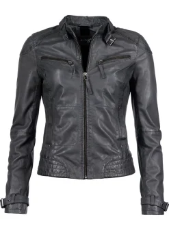 Maze Damen Lederjacke in grau