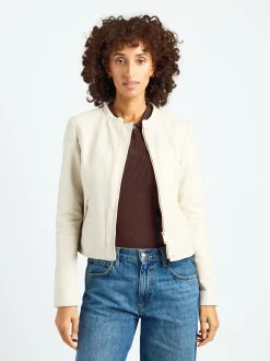 Maze Damen Lederjacke in grau