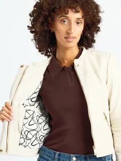Maze Damen Lederjacke in grau