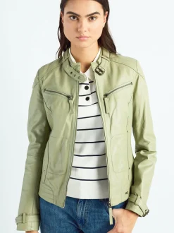 Maze Damen Lederjacke in grau