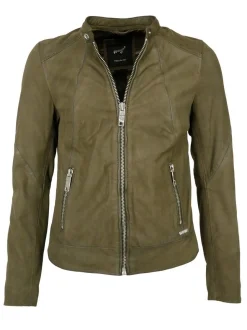 Maze Damen Lederjacke in grün