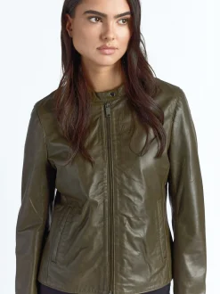 Maze Damen Lederjacke in grün