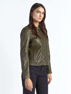 Maze Damen Lederjacke in grün