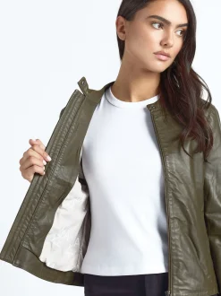 Maze Damen Lederjacke in grün