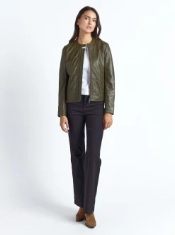Maze Damen Lederjacke in grün