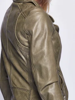 Maze Damen Lederjacke in grün