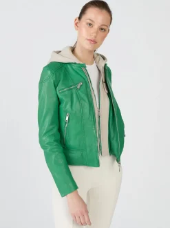 Maze Damen Lederjacke in grün