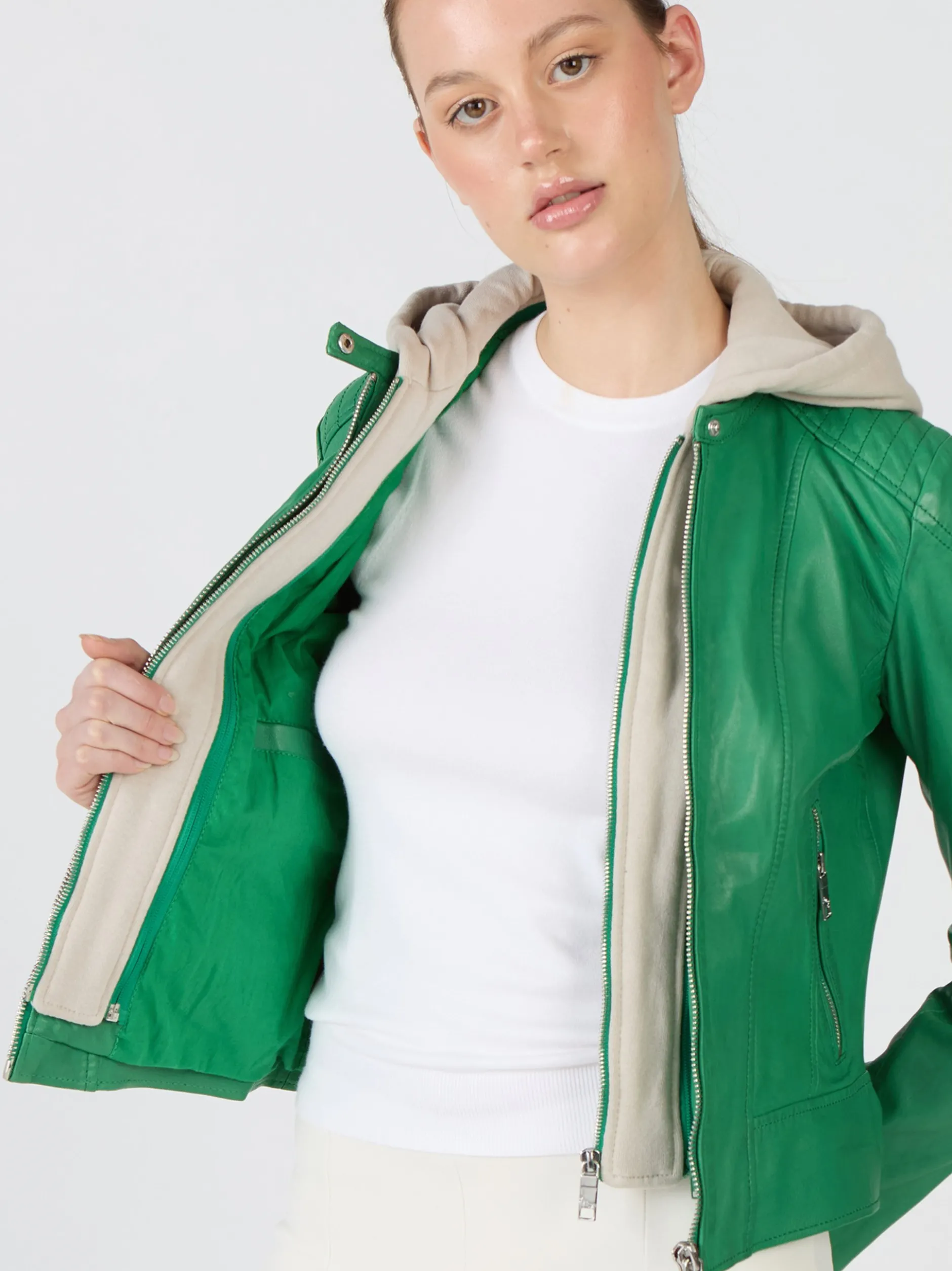 Maze Damen Lederjacke in grün