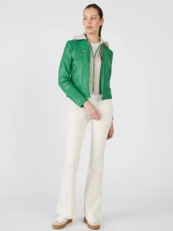 Maze Damen Lederjacke in grün
