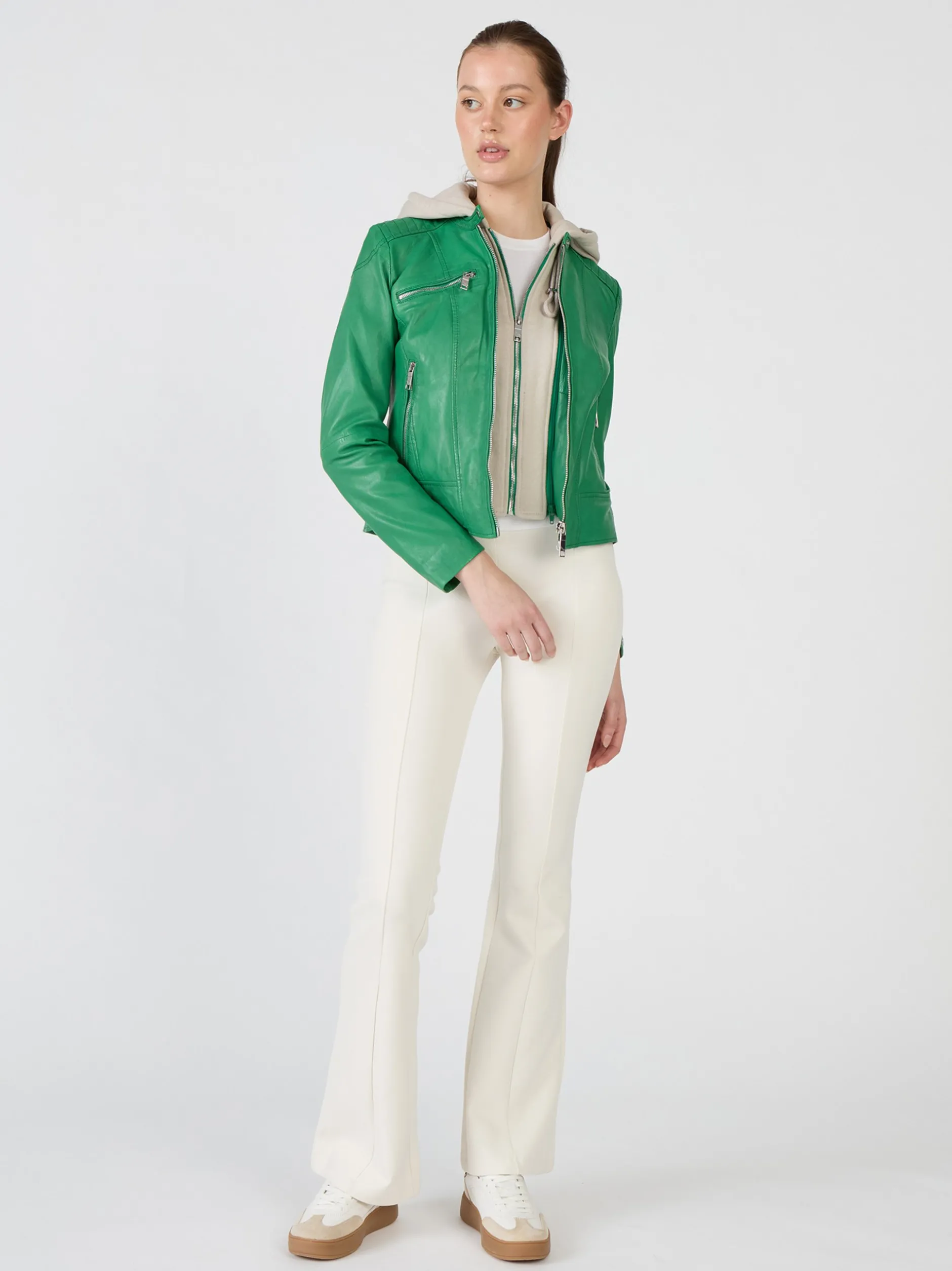 Maze Damen Lederjacke in grün