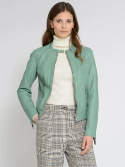 Maze Damen Lederjacke in grün