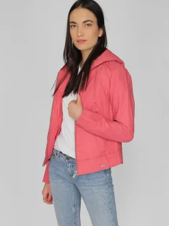Maze Damen Lederjacke in koralle