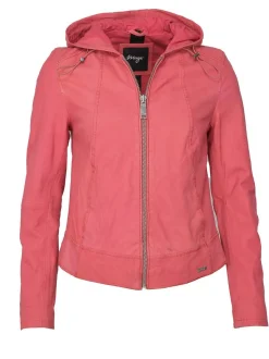 Maze Damen Lederjacke in koralle