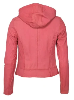 Maze Damen Lederjacke in koralle