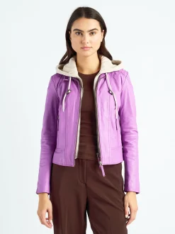 Maze Damen Lederjacke in lila