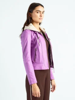 Maze Damen Lederjacke in lila