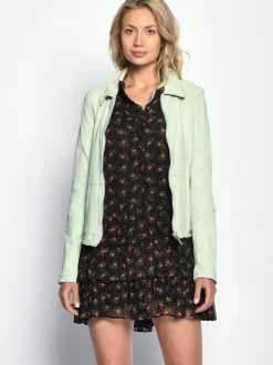 Maze Damen Lederjacke in mint