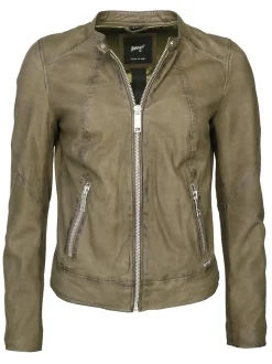 Maze Damen Lederjacke in oliv