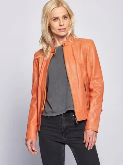 Maze Damen Lederjacke in orange