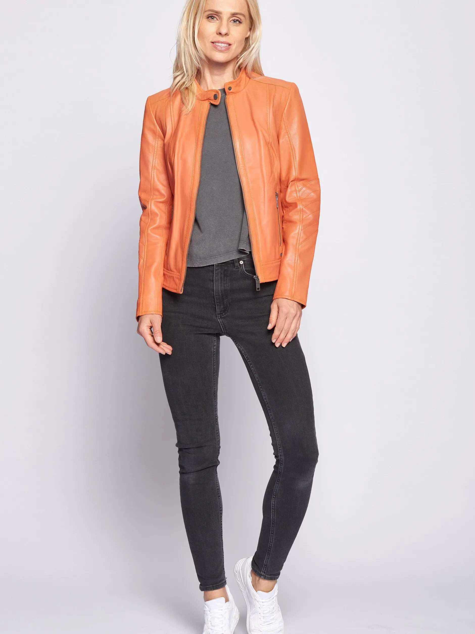 Maze Damen Lederjacke in orange