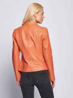 Maze Damen Lederjacke in orange