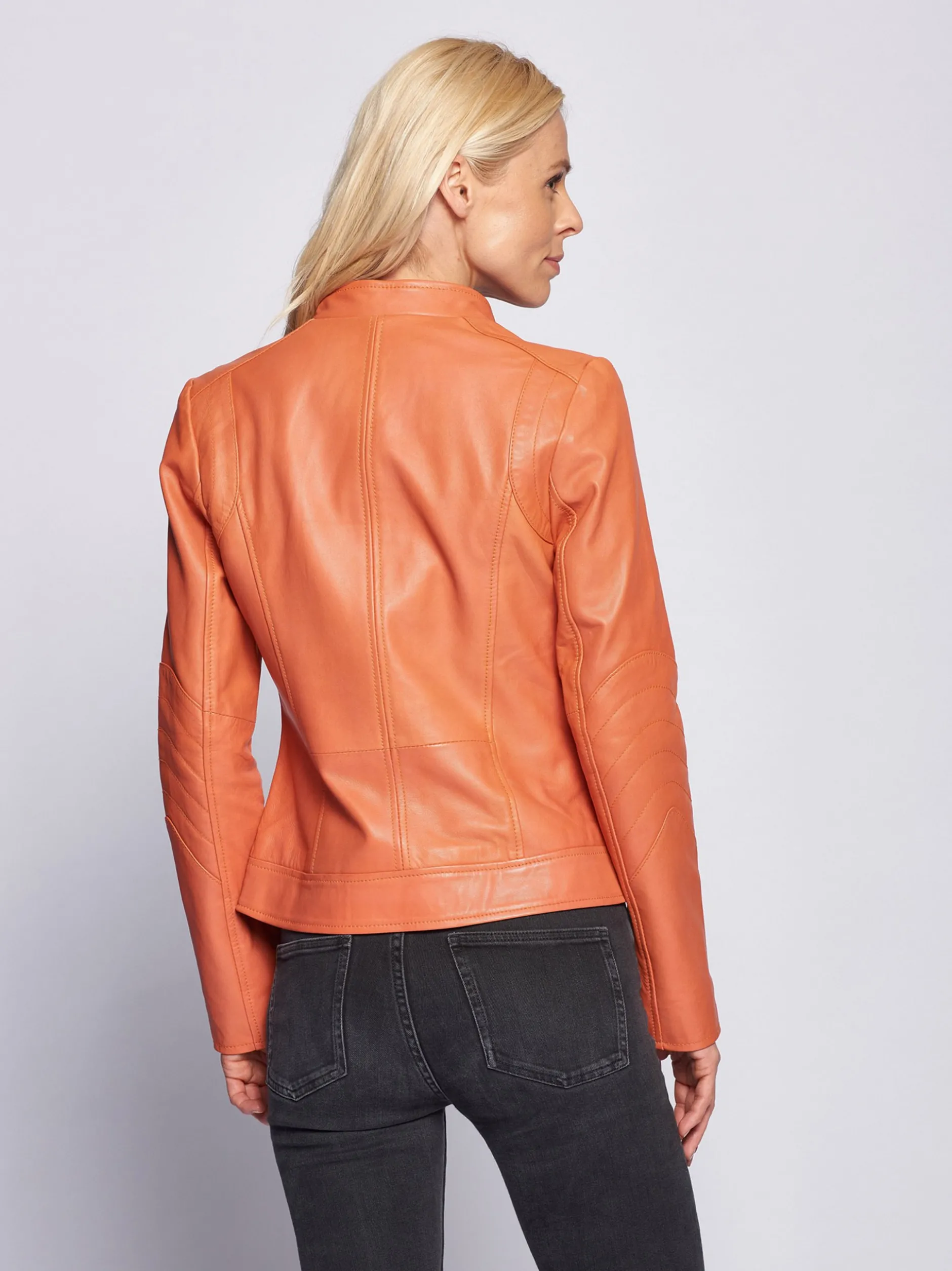 Maze Damen Lederjacke in orange