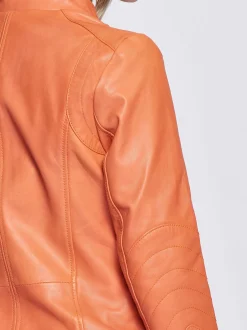Maze Damen Lederjacke in orange