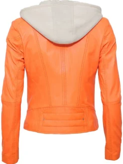 Maze Damen Lederjacke in orange
