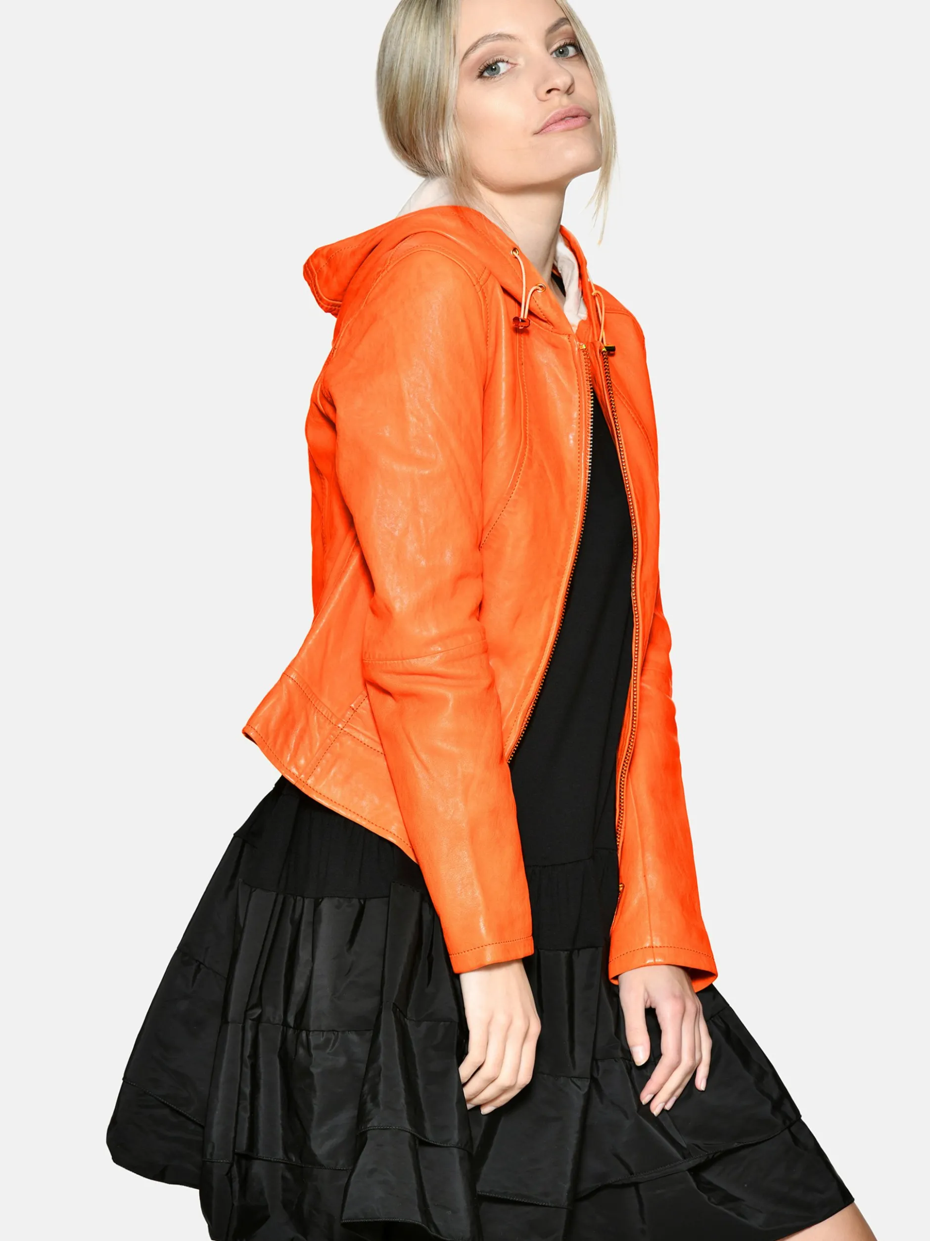 Maze Damen Lederjacke in orange