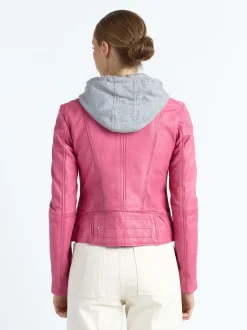 Maze Damen Lederjacke in pink