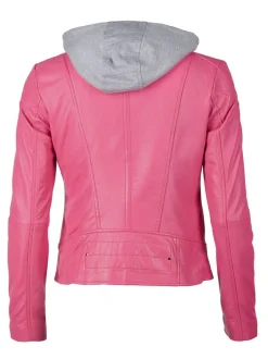 Maze Damen Lederjacke in pink